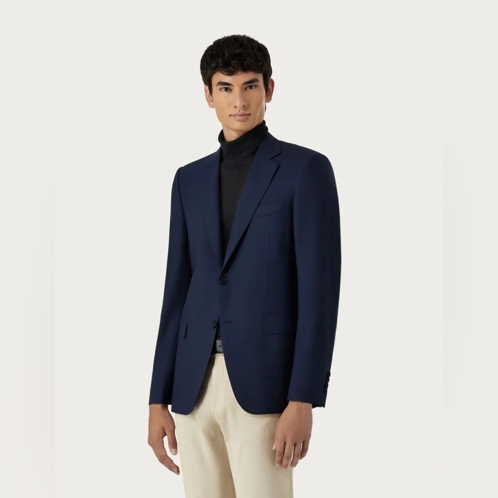 Canali Blue Pure Travel Wool Blazer -‎ Size 54